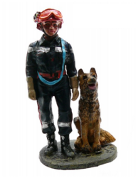Brandweerman met speurhond - figuur brandweer modelbouw